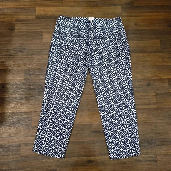 Laundry by Shelli Segal Women's Sz 8 Print Navy White Capris Cropped Pants - Picture 1 of 10